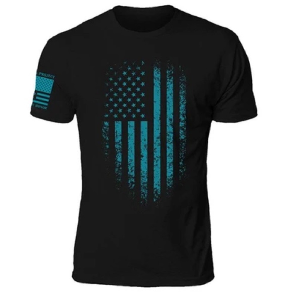 Black and Teak Distressed Flag Shirt